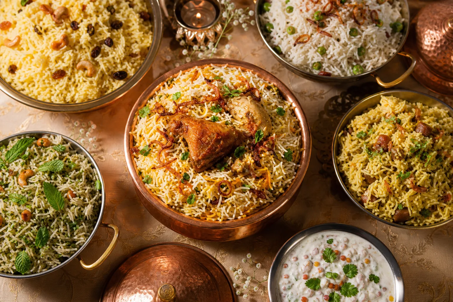 Vegetarian and non-vegetarian biryani choices for a Chennai wedding reception