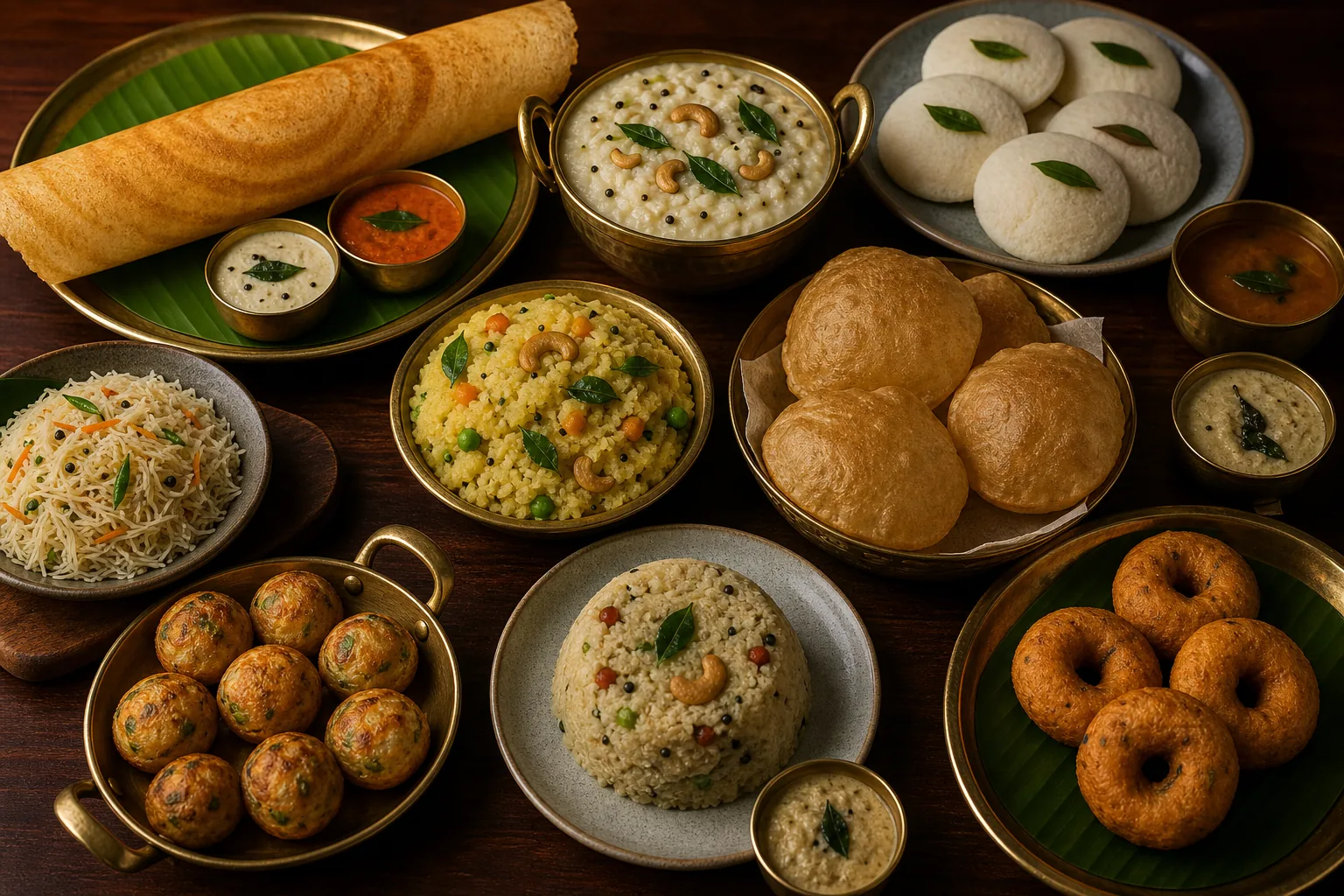 Traditional South Indian vegetarian wedding breakfast served in Chennai